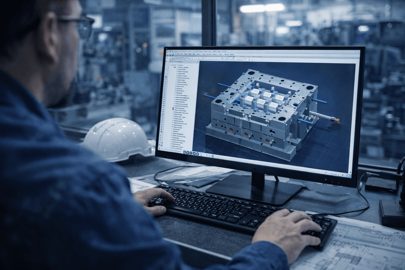 Ingeniero revisando modelo CAD